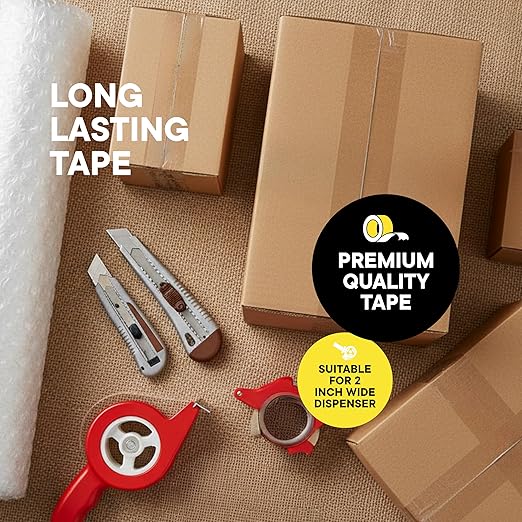 Heavy Duty Clear Packing Tape Refills for Tape Dispenser, 1.88 in x 54.6 Yd, Shipping Tape with 3'' Core, Pack of 6