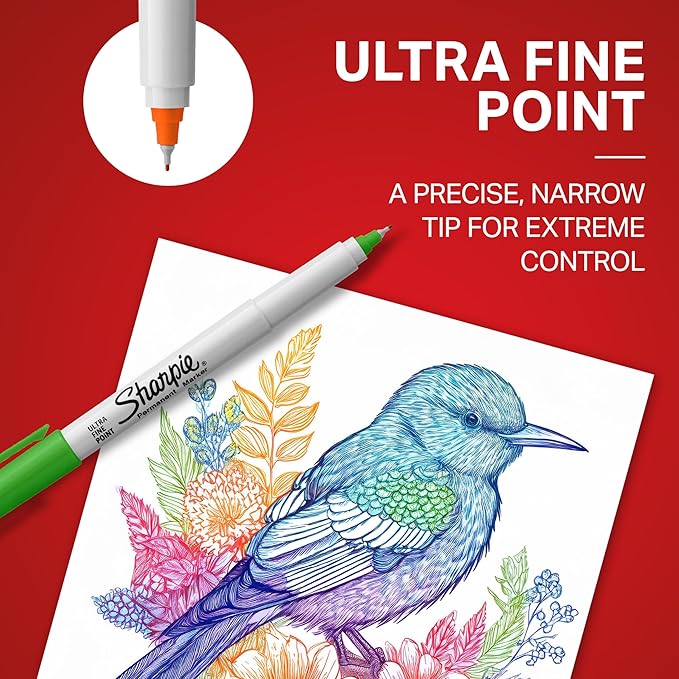Sharpie Color Burst Permanent Marker Set, Ultra-Fine Tip Markers, 24 Count - Writing, Drawing, Artist, School, Teacher Supplies