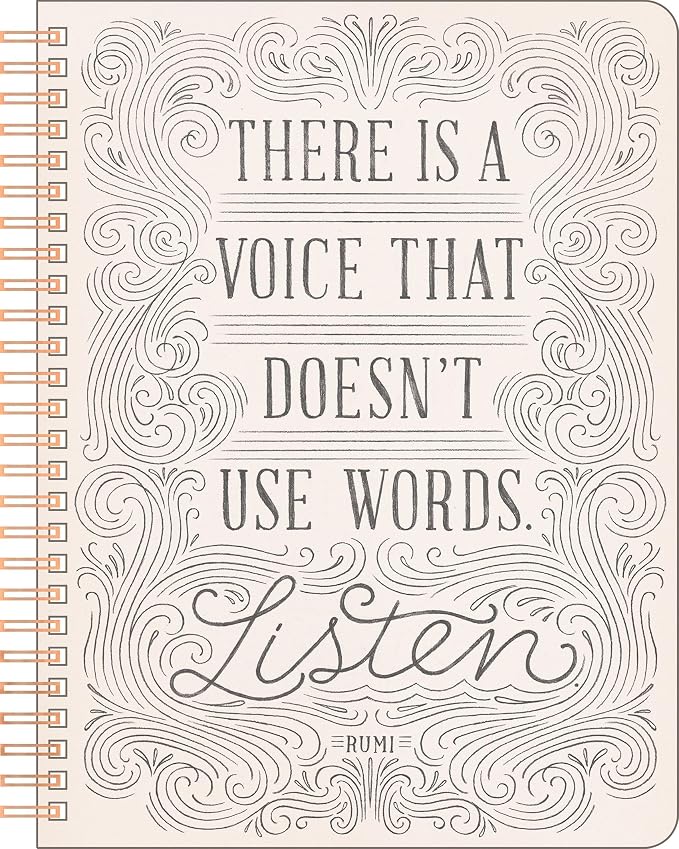 Compendium Spiral Notebook - There is a voice that doesn't use words. Listen. — A Designer Spiral Notebook with 192 Lined Pages, College Ruled, 7.0”W x 9.25”H