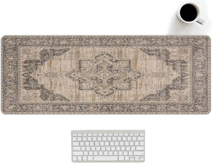 Boho Rug Mouse Pad, Retro Rug Boho Desk Mat 31.5x11.8 | carpet mouse pad Large, Vintage full desk mousepad, Boho Gaming Mousepad, Vintage Office Decoration