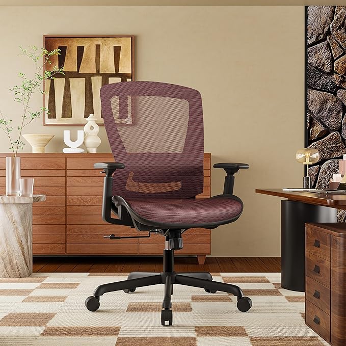 ELABEST Mesh Office Chair,Ergonomic Computer Desk Chair,Sturdy Task Chair- Adjustable Lumbar Support & Armrests,Tilt Function,Comfort Wide Seat,Swivel Home Office Chair