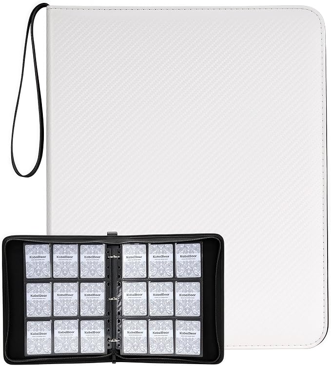 Card Binder – 720 Capacity, Zippered Trading Card Holder for MTG, Sports & Collectible Cards – Acid-Free, Durable & Travel-Friendly Storage (White, 9 Pocket)