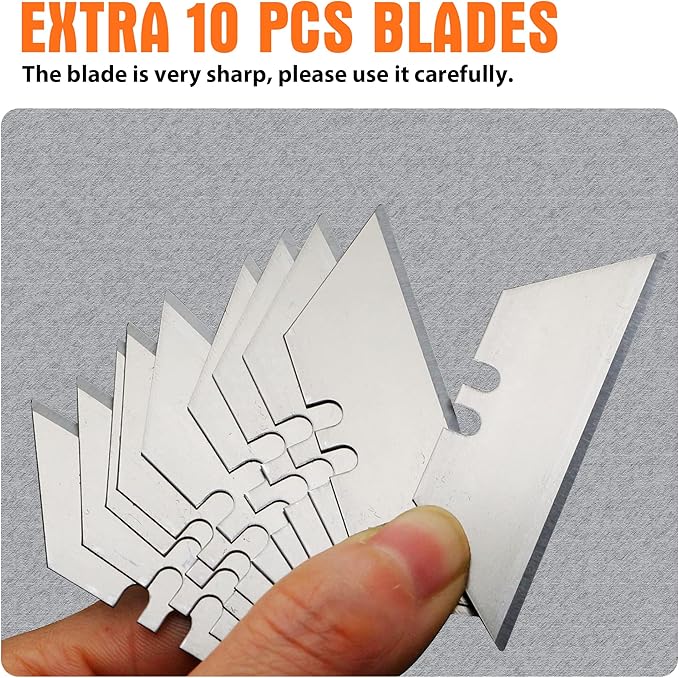 XW Retractable Utility Knife, Box Cutter Set for Cartons with Quick Blade Change, Extra 10 Blades Included, 6-Pack