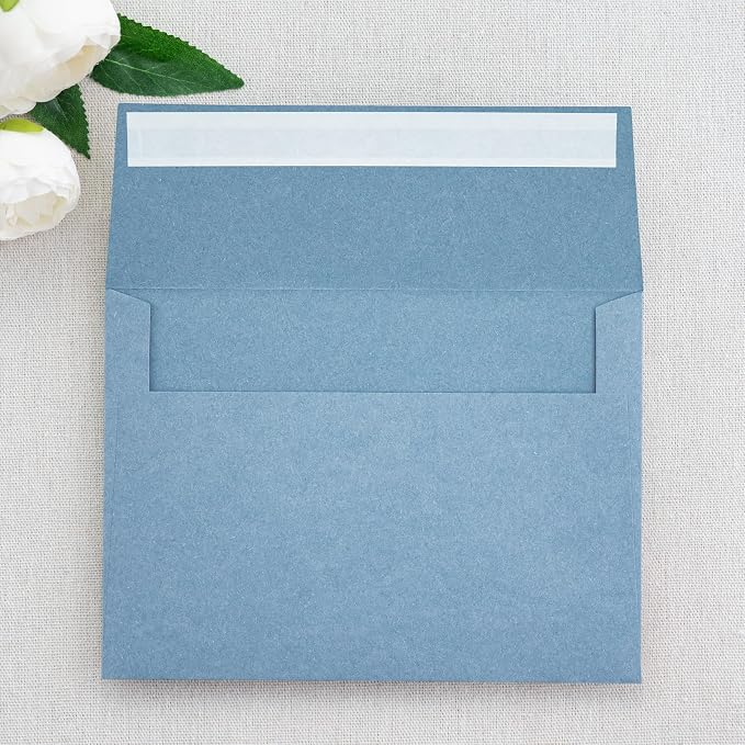 PONATIA 5x7 Envelopes, Dusty Blue Self Seal A7 Envelopes | Envelopes for Weddings Invitation Cards, Photos, Postcards, Greeting Cards Mailing, Baby Shower, Christmas Cards