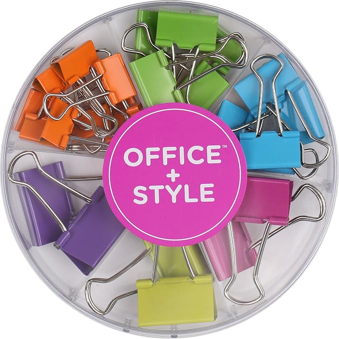 Colored Binder Clips, Assorted Size, 26 Pieces, Small