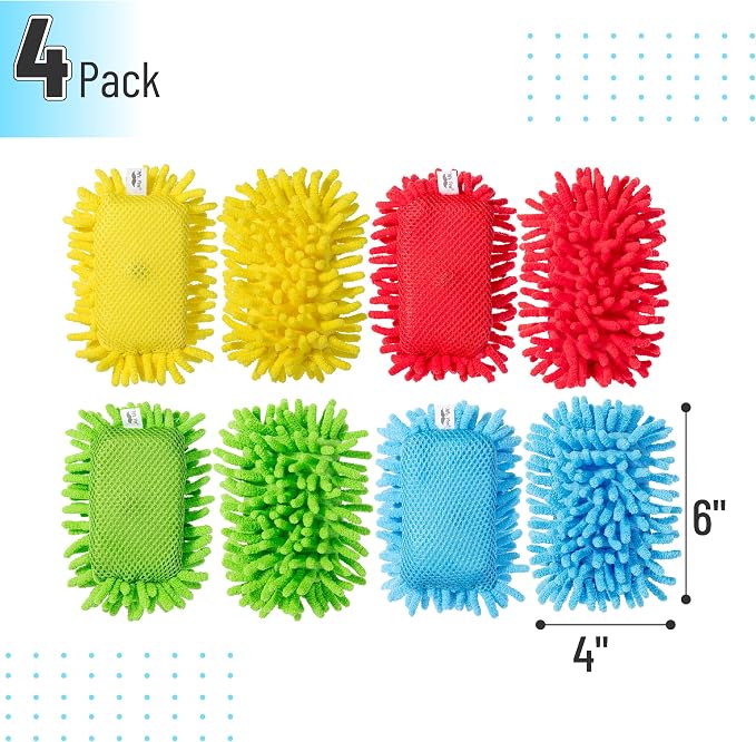 Mr. Pen- Magnetic Microfiber Shag Whiteboard Erasers, 4" x 6", 4 Pack | Dual Surface, Washable Large Dry Erase Board Cleaner for Chalk, Marker, Classroom, Office, Home