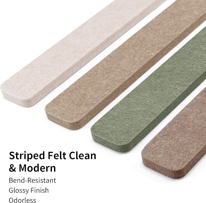 Small Cork Board Strip for Office, 1/2'' Corkboard Strips for Walls | Self Adhesive, Peel and Stick, Frameless, Renter Friendly, Removable, Wall Decor, 1700g/m² Dense Felt, 12*2'', 8Pcs, 50 Pins