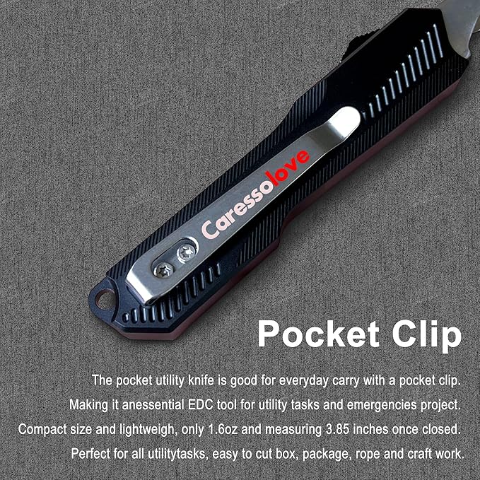 Automatic Scalpel Pocket Knife, Small Auto Retractable Knife Push Button, 5PCS #60 Mini Razor Blades Utility Knife, EDC Replaceable Blade Box Cutter with Clip