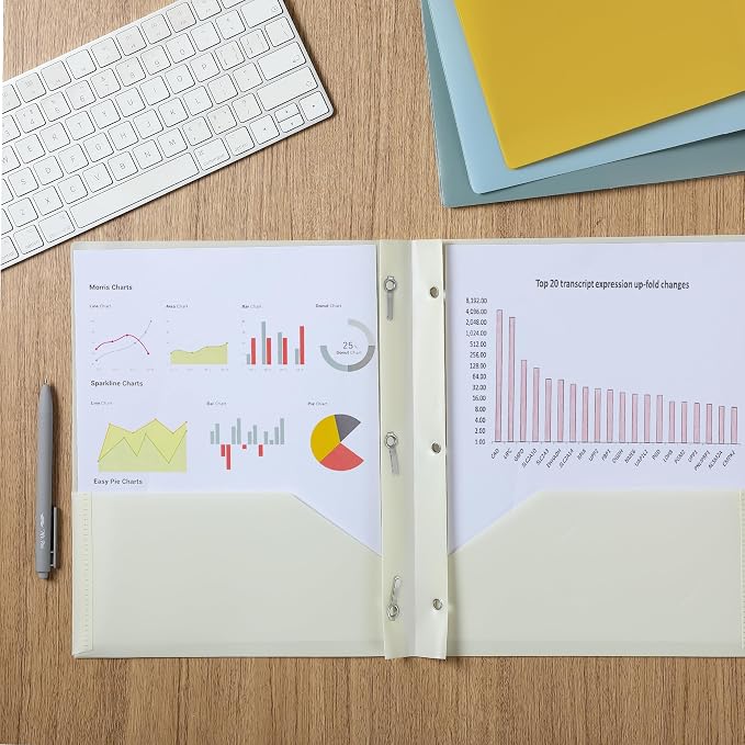 Mr. Pen- Plastic Folders with Pockets and Prongs, 5 Pack, Letter Size | Earthlight Colors, Flexible Plastic Folders with Prongs & Card Slot
