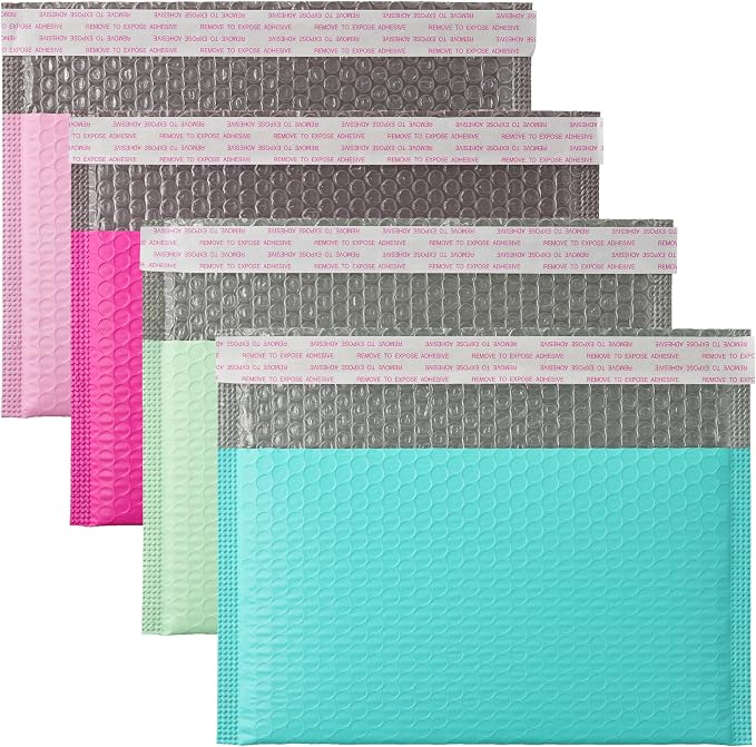 Poly Bubble Mailers 8x5+2 Inch, 80 Per Box, Assorted Colors | Padded Envelopes, Shipping Envelopes