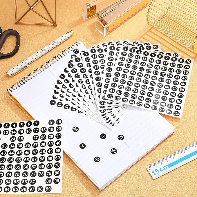 Outus 5000 Pcs 0.4 Inch 1 to 100 Number Stickers Small Number Dot Labels Consecutive Inventory Locker Storage Organizing Removable Stickers for Indoor Outdoor Office Black White
