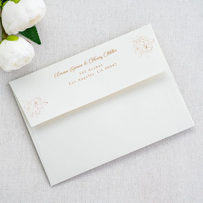 PONATIA 50 Pieces 5x7 Envelopes, Ivory A7 Envelopes Self Seal for Weddings, Invitation Cards, Photos, Postcards, Greeting Cards Mailing, Baby Shower, Graduation, Christmas Gift Cards
