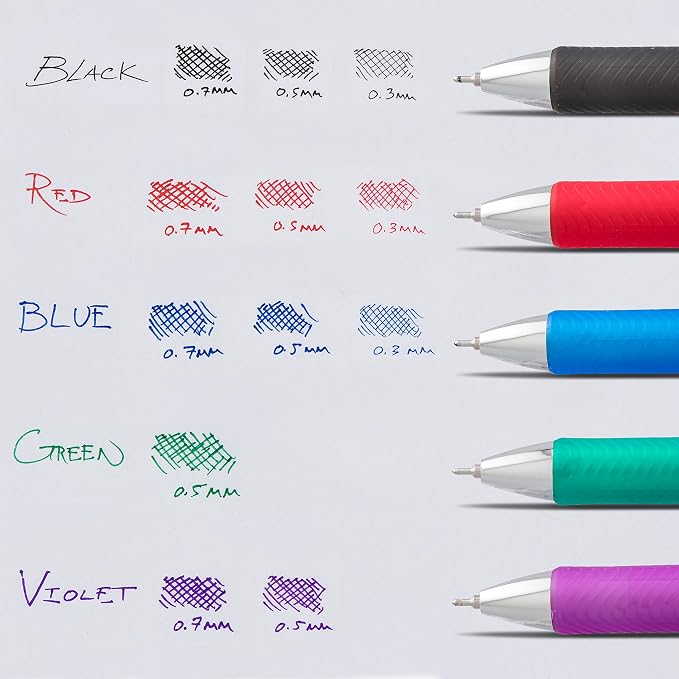 Pentel Gel Ink Pen, EnerGel RTX Retractable Gel Pen, (0.3mm) Needle Tip, Extra Fine Point, Red Ink, 2 Pk (BLN73BP2B)