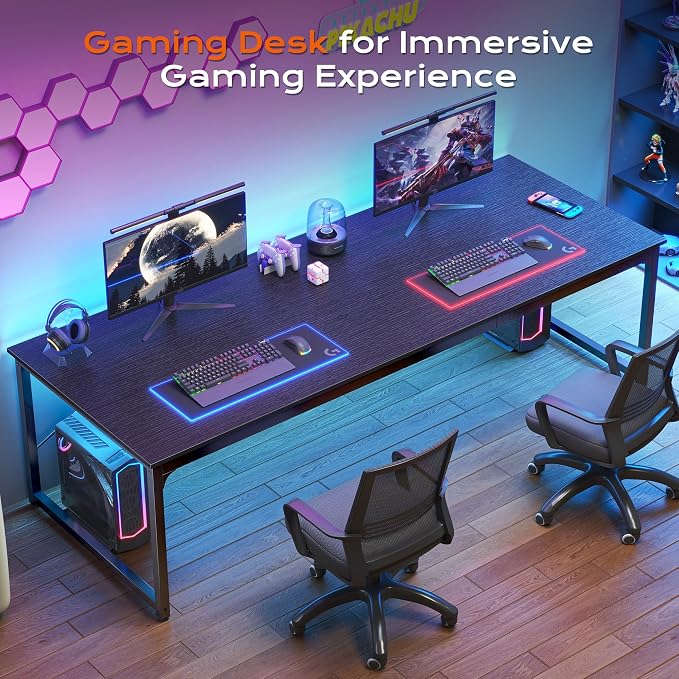 78.7 X 29.5 Inch Computer Desk with Deeper Desktop, Long Gaming Office Writing Work Desk for Home Office, Study, Bedroom, Work from Home, Metal Frame, Black