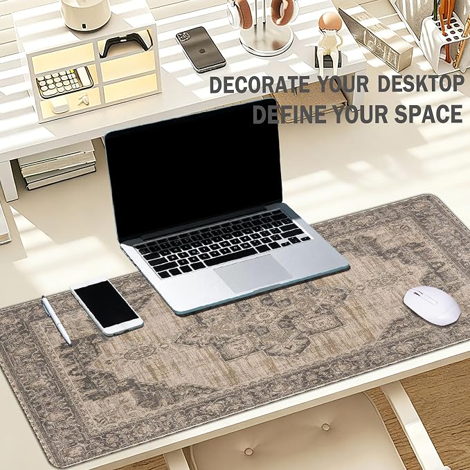 Boho Rug Mouse Pad, Retro Rug Boho Desk Mat 31.5x11.8 | carpet mouse pad Large, Vintage full desk mousepad, Boho Gaming Mousepad, Vintage Office Decoration