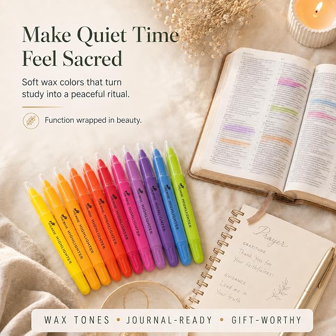 10 Pack Bible Safe Highlighters - Vibrant Colors Gel Highlighters | No Bleed, Scripture Markers for Journaling, Study Accessories and School Supplies