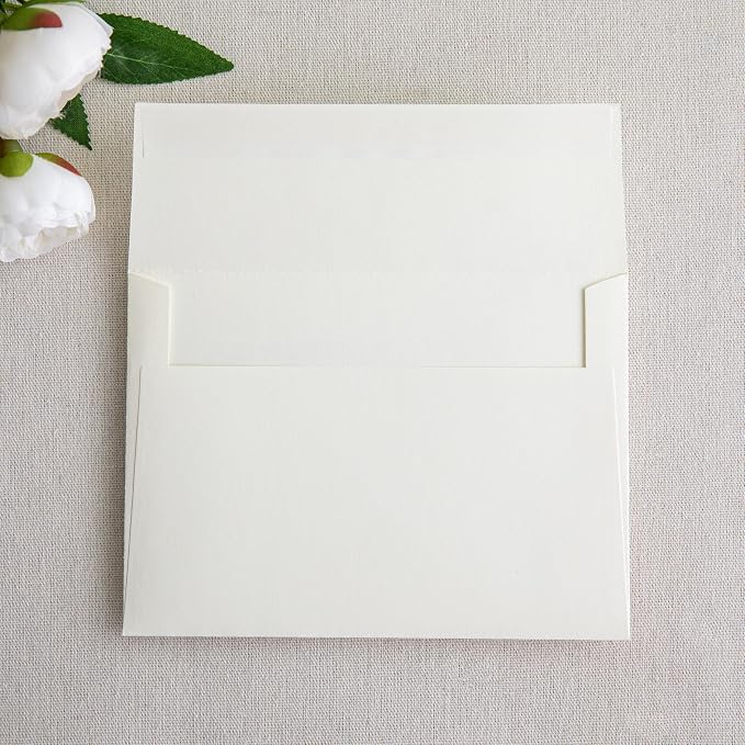 PONATIA 50 Pieces 5x7 Envelopes, Ivory A7 Envelopes Self Seal for Weddings, Invitation Cards, Photos, Postcards, Greeting Cards Mailing, Baby Shower, Graduation, Christmas Gift Cards