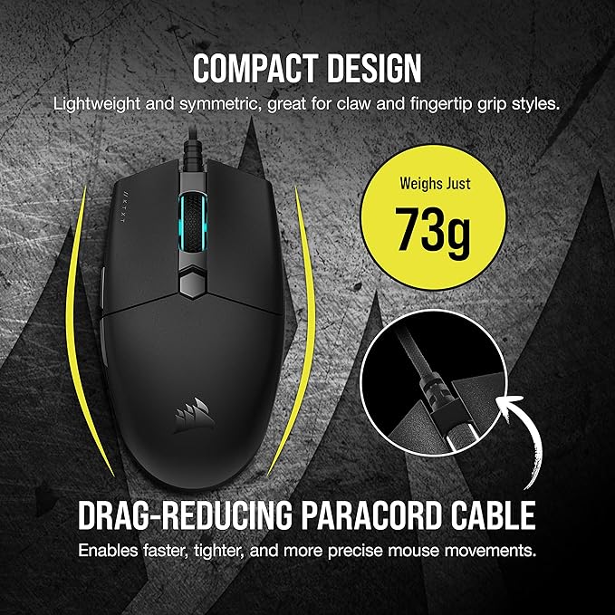 Corsair KATAR PRO XT Wired Ultra-Light FPS Gaming Mouse – 18,000 DPI – Symmetric Shape – Quickstrike Buttons – iCUE Compatible – PC, Mac, PS5, PS4, Xbox – Black