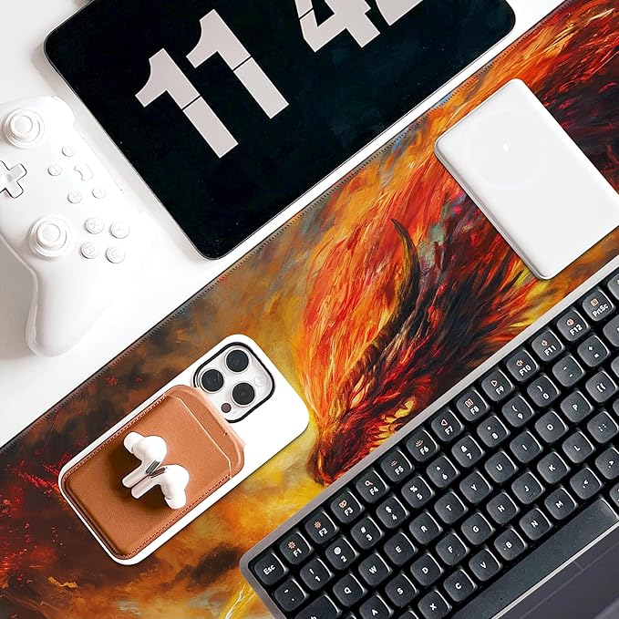 Dragon Castle Desk Pad Game Aesthetic Mouse Pad Large Gaming Mousepad Extended Keyboard Pad 31.5 x 11.8 in Laptop Computer Mouse Keyboard Mouse Pads for Desk Decor Mat