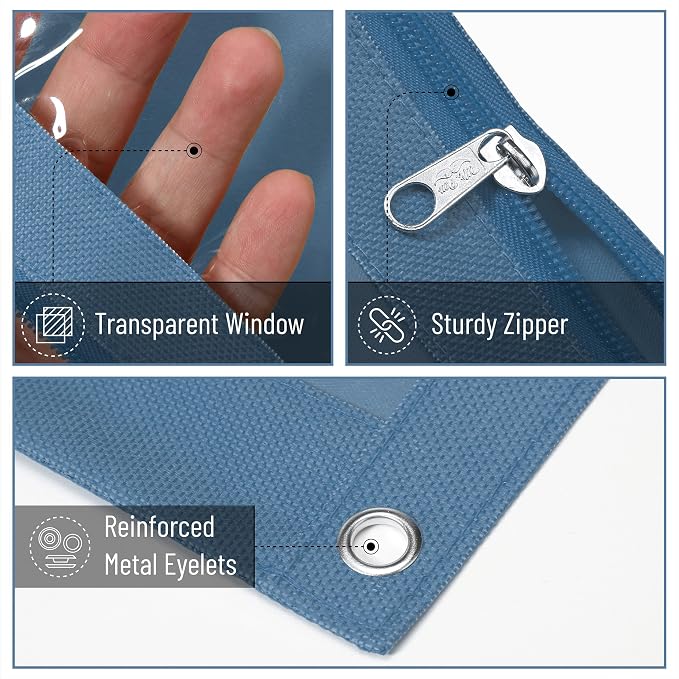 Mr. Pen- Pencil Pouch for 3 Ring Binder, 2 Pack, 10"x6.75", Smooth Zipper | Clear Window, Large Capacity Pencil Case with 3 Reinforced Grommets for School, Office, Supplies Storage | Clear Window, Large Capacity Pencil Case with 3 Reinforced Grommets f...