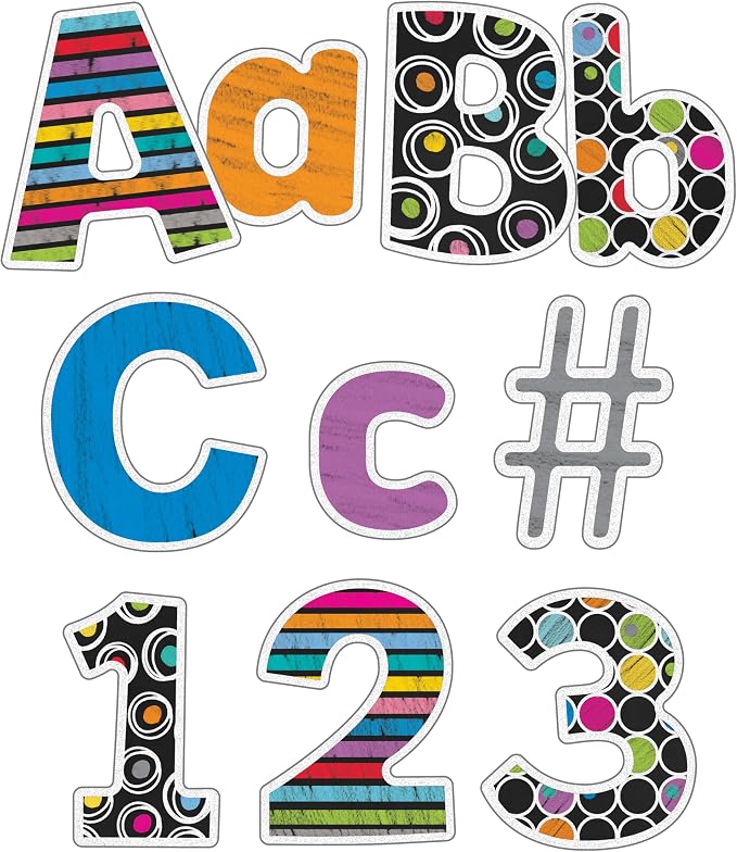 Carson Dellosa 219-Piece 4 Inch Colorful Chalkboard Cutout Letters for Bulletin Boards, Numbers, Punctuation & Symbols, Multi-Pattern Bulletin Board Letters, Classroom Letters for Bulletin Board | Upper and Lowercase Alphabet, Numbers, Punctuation, and...
