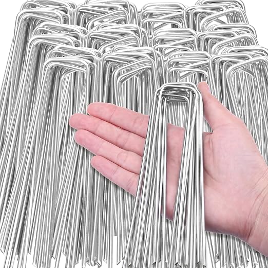HongWay 3000 Pack 6 Inch Landscape Staples Bulk, Galvanized Garden Stakes 11 Gauge U-Shaped Pins Tent Stakes Yard Ground Staples for Landscaping Fabric, Lawn, Turf, Fence, Plant Cover, Irrigation