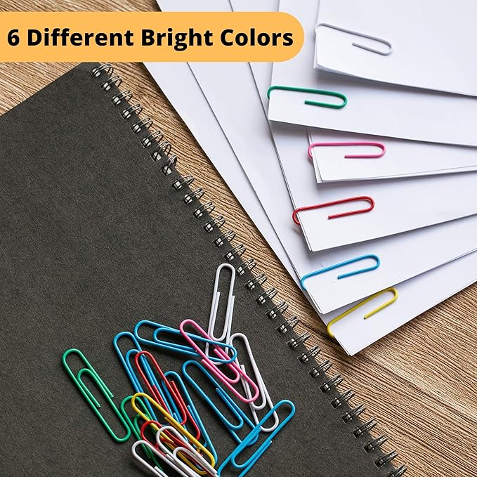 Mr. Pen- Paper Clips, 450 Pack, Assorted Colors, Paper Clips Assorted Sizes