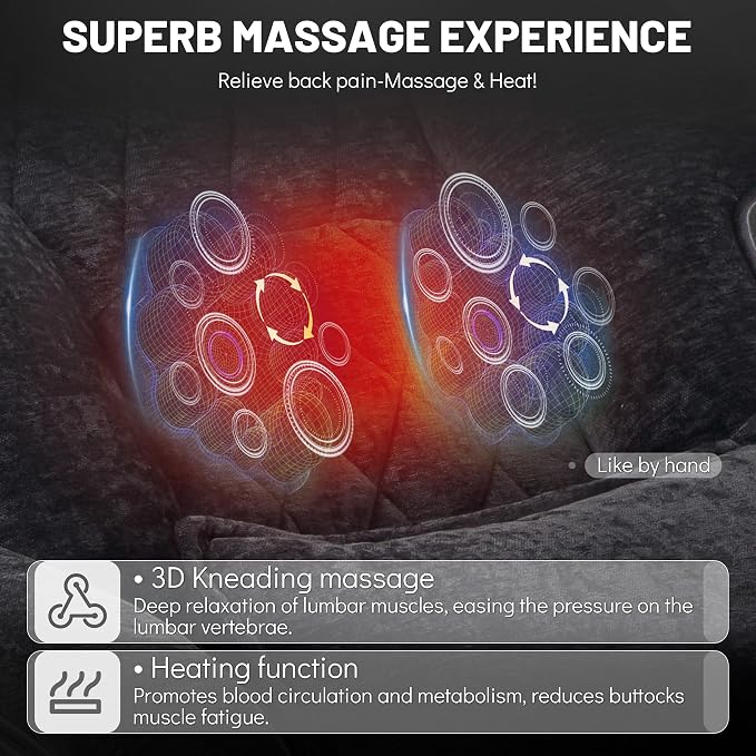 Office Chair with Foot Rest,3D Kneading Massage & Heat Executive Office Chairs for Heavy People,500LBS Big and Tall Office Chair,Ergonomic Computer Gaming Chair,Home Office,Dual-Use Pillow,BlackCloth