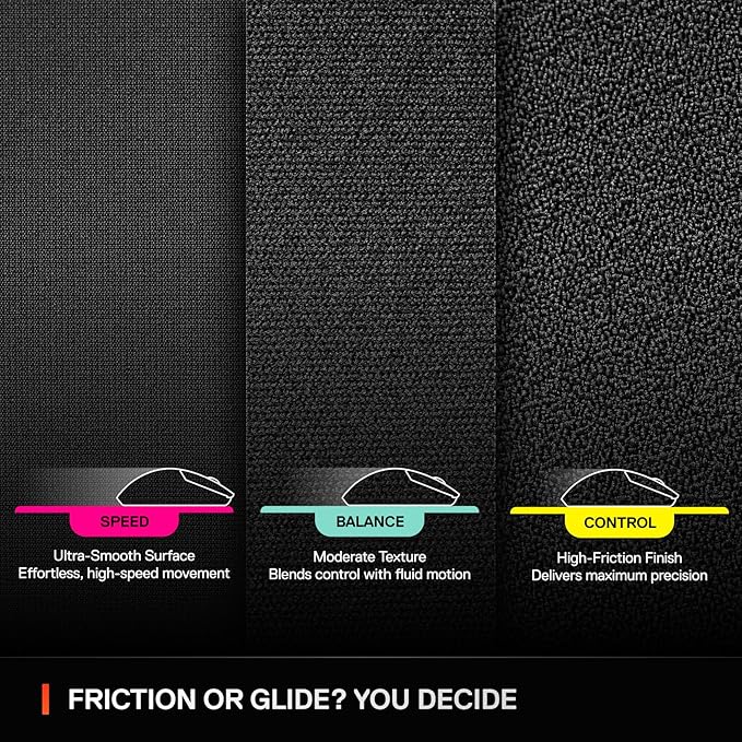 SteelSeries QcK XL Performance Speed Gaming Mousepad — Extra Density for a Smooth Glide — Low-Profile Edge Stitching — Non-Slip Neoprene Rubber Base — 15.75 x 34.43 inch — FPS, MOBAs, RTS, MMO