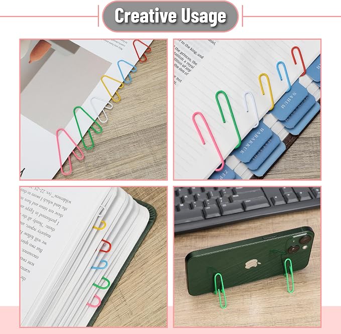 Mr. Pen- Paper Clips, 400 pcs, Assorted Sizes (1", 1.3", 2") | Cute Colorful Paper Clips with Storage Box, Large and Small for Bookmark, Office, School, DIY, Business Card Holders