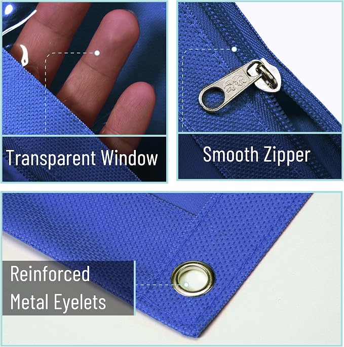 Mr. Pen- Pencil Pouch for 3 Ring Binder, 2 Pack, 10"x6.75", Smooth Zipper | Clear Window, Large Capacity Pencil Case with 3 Reinforced Grommets for School, Office, Supplies Storage