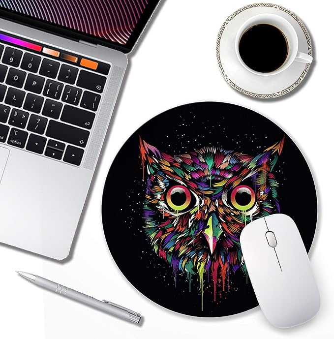 Mouse pad Small Computer Mouse pad with Personalized Colorful Owl Design Office Non-Slip Rubber Mousepad
