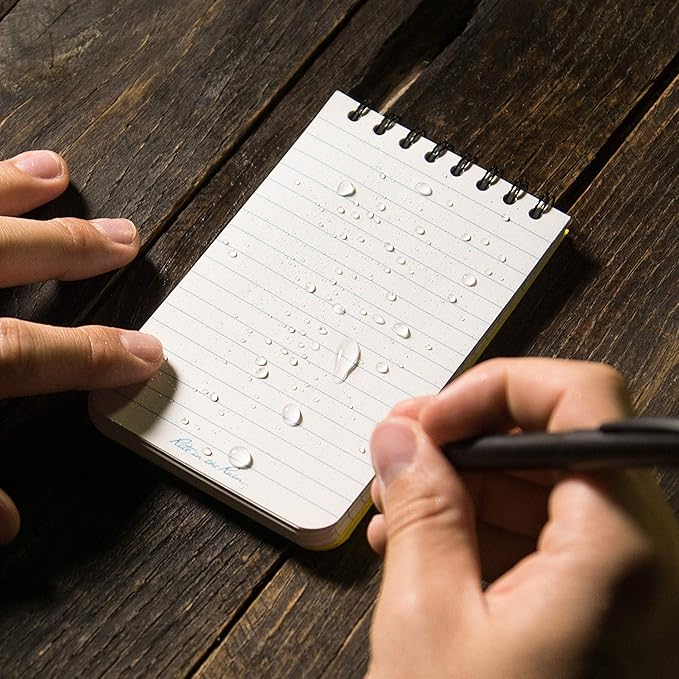 Rite in the Rain Weatherproof Top Spiral Notebook, 3" x 5", Yellow Cover, Universal Pattern, 3 Pack (No. 135-3)