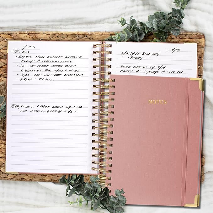 Aesthetic Thick Spiral Notebook Journal For Women in B5 Format - Stylish Linen Hardcover College Ruled Note Book w 300 Lined Pages - Cute Supplies For Bible Study & Staying Organized at Work or School