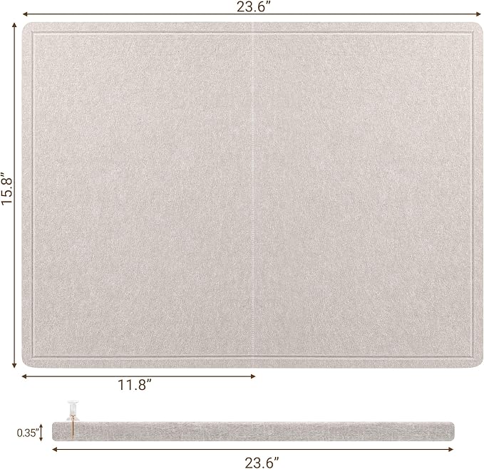 AKTOP Foldable Felt Bulletin Board 24x16 in, Latte | Cork Board Alternative with 25 Pushpins, Decorative Photo Display Board with Self-Adhesive Tape, For Home, Office & School