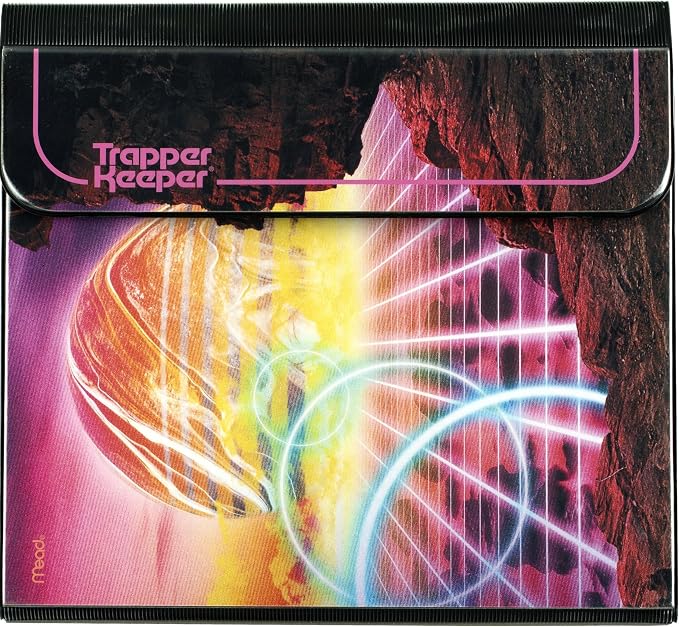 Mead Trapper Keeper Binder, Retro Design, 1 Inch Binder with Folders and Pockets, Holds 8-1/2" x 11" Paper, Glow (260038FM-ECM) (Pack of 6)