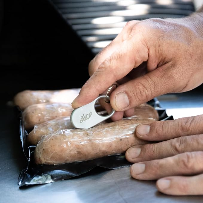 Slice Slicer Pro Box Cutter | Ceramic Keychain Knife and Heavy Duty Micro Cutter | Lasts 11x Longer than Metal | Silver