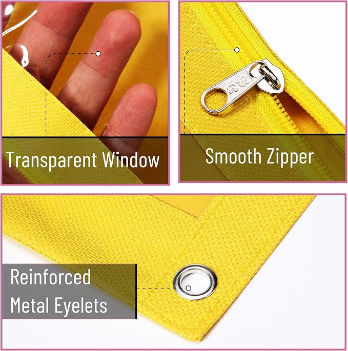 Mr. Pen- Pencil Pouch for 3 Ring Binder, 2 Pack, 10"x6.75", Smooth Zipper | Clear Window, Large Capacity Pencil Case with 3 Reinforced Grommets for School, Office, Supplies Storage | Clear Window, Large Capacity Pencil Case with 3 Reinforced Grommets f...