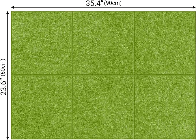 AKTOP Cork Board Bulletin Board 24"x36", 6 Pack Removable Felt Cork Board Tiles for Wall, Large Corkboard Notice Pin Board for Office, School & Home,24 Safe Adhesive Tabs, 20 Push Pins, Grass Green