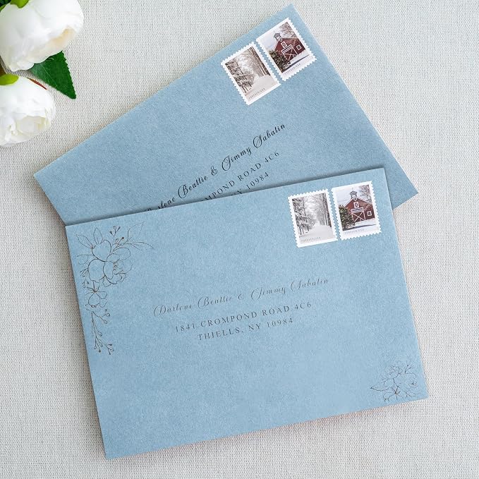 PONATIA 5x7 Envelopes, Dusty Blue Self Seal A7 Envelopes | Envelopes for Weddings Invitation Cards, Photos, Postcards, Greeting Cards Mailing, Baby Shower, Christmas Cards