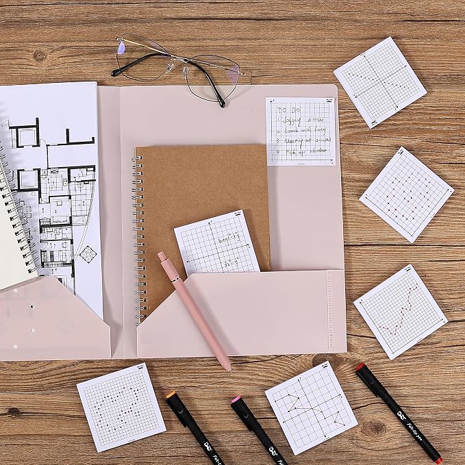 Mr. Pen- Graph Sticky Notes, 3x3 Inch, 6 Pads, 50 Sheets/Pad, 300 Sheets | 6 Grid Designs, White, Square Graph Paper Notes, Grid Sticky Note Pads for Math, Study, Journals, Planners