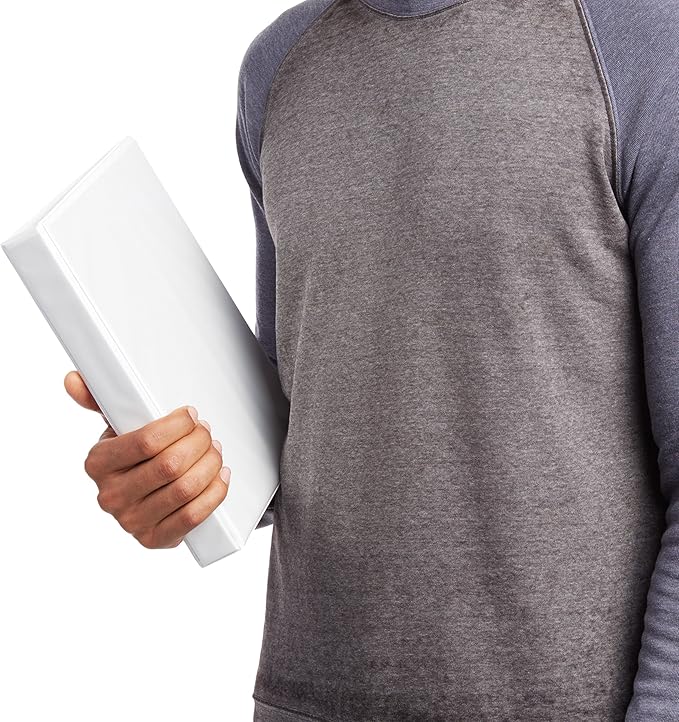 Amazon Basics 3-Ring Binder, 1-Inch, Customizable, with Pockets for Organization, White, 2-Pack