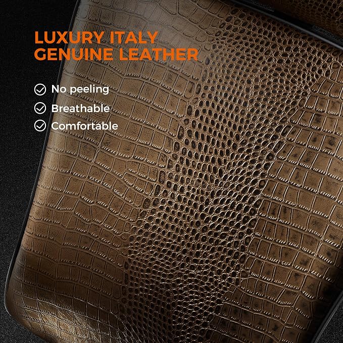 TOMU Genuine Leather Office Chair Cowhide, Ergonomic Executive Office Chair for Boss, with Golden Base,Adjustable armrest, Headrest, Lumbar Support and Reclining Back- Luxury and Commercial