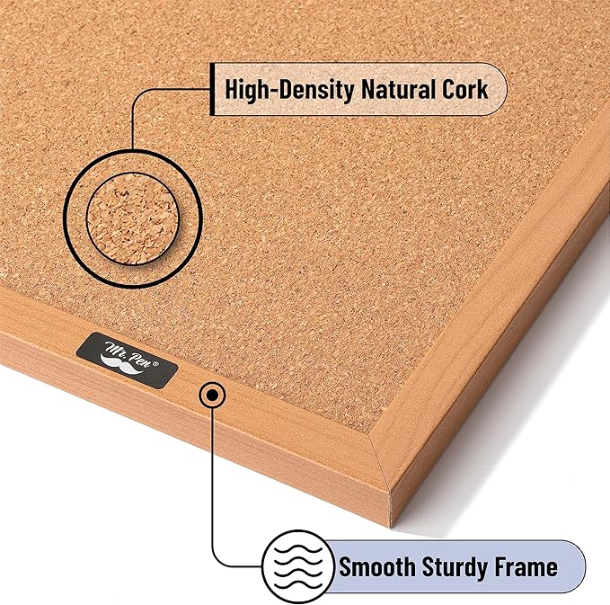 Mr. Pen- Cork Notice Board, 48 X 36 Inches, Cork Bulletin Board for Walls, Pin Boards, Framed Corkboard, Decorative Hanging Pin Boards, Perfect for Office & Home Decor
