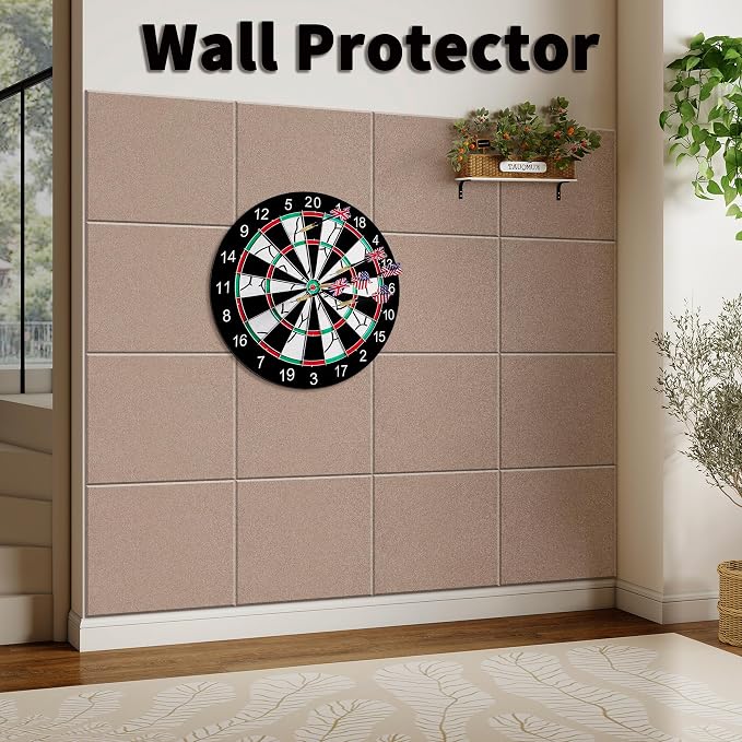 1/2'' Ultra Thick Felt Bulletin Pin Board Corkboard for Office Wall | Half Inch Dense Polyester Felt Board, Frameless, Modular, Zero Crumbling, Removable Adhesive Tabs, 8 Pack 12'' Squares Tiles