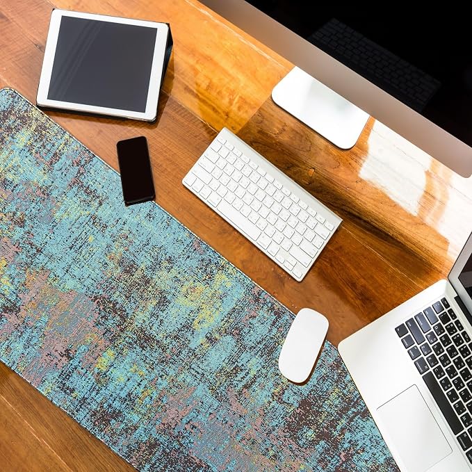 Vintage Blue Green Mouse Pad Gradient Desk Mat Retro Blue Green Rectangle Large Long Computer Mousepad, XL Mousepads Teal Desk Accessorie Office Supplies for Women Men 31.5x11.8