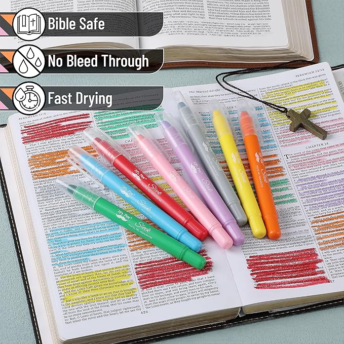 Mr. Pen- Gel Highlighters, 8 Pack Assorted Colors, Bible Highlighters No Bleed with Bible Color Coding and Interpretation Guide