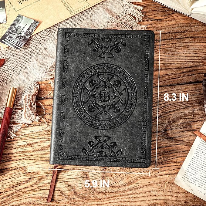 CAGIE 3 Pack Leather Vintage Journal for Men Soft Cover Lined Pages Notebook 180 Lay Flat for Writing Travel Diary, 5.7'' x 8.3'', Black