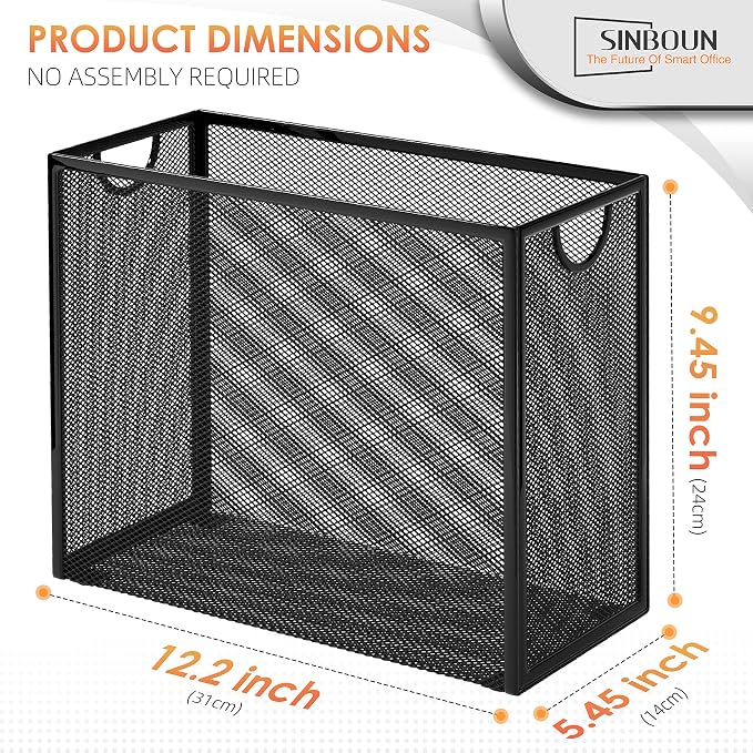 Sinboun Hanging File Organizer Includes 5 Hanging Folders for Office, Black
