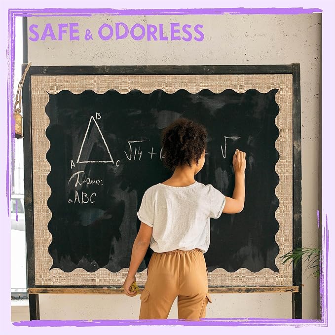 60 Feet Bulletin Board Border, 49 Sheets Burlap Scalloped Border Trim Board Border with Wavy Line Design Decoration for School, Classroom & Offices